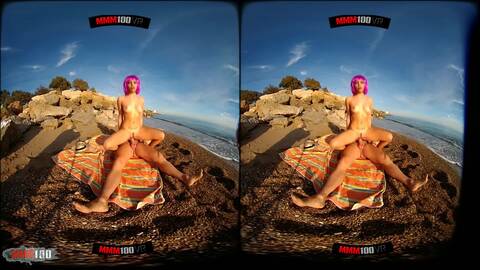 Baise en VR 3D sur la plage avec la sublime roumaine Yasmin Daferro