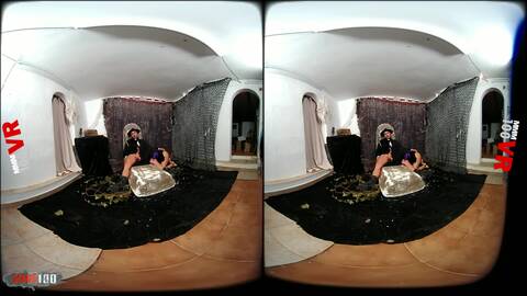 3D VR shooting of a scene with Yasmin Daferro and Bryan in religious dress